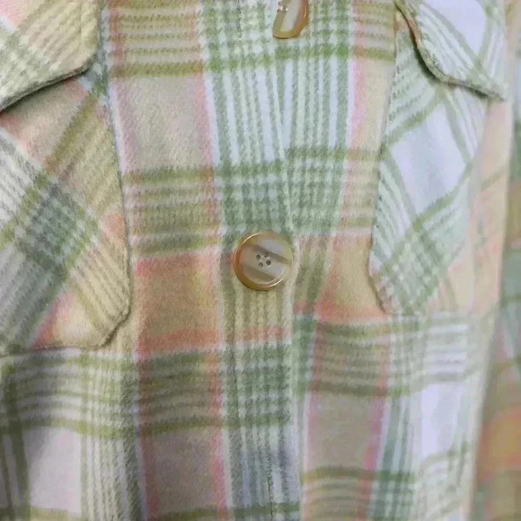 Shein Yellow/Green Plaid Shaket Size L Polyester/Wool Blend - Picture 9 of 12